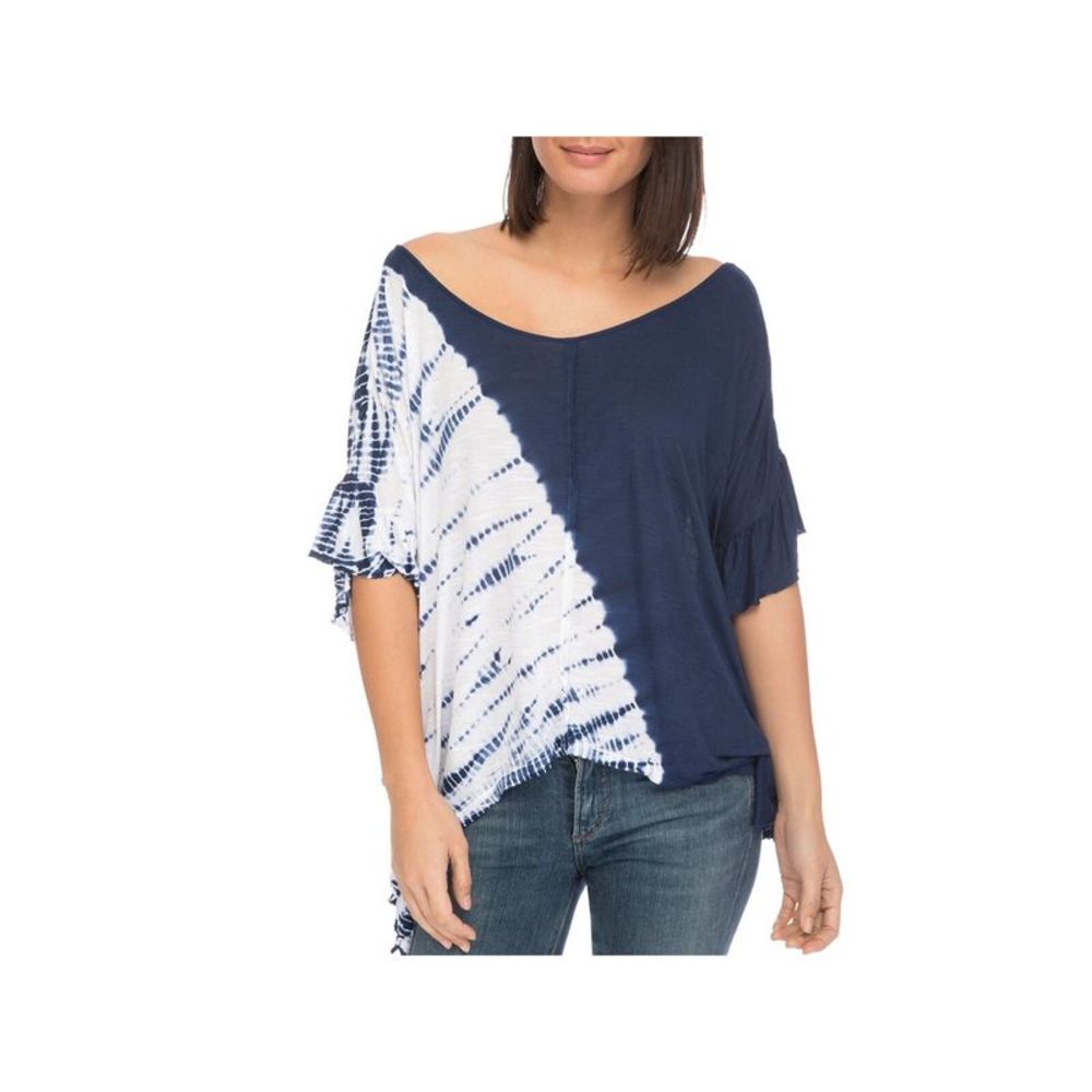 COLLECTION BY BOBEAU Womens Navy Center Seamed Handkerchief Hem Top XS